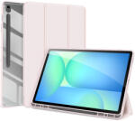 Samsung Tab S10 FE Plus (13.1) SM-X620 / X626B, mappa tok, Trifold, légpárnás sarok, közepesen ütésálló, érintőceruza tartó, átlátszó hátlap, Dux Ducis Toby, rózsaszín