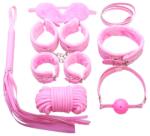  7- részes BDSM szett szőrmével - rózsaszín