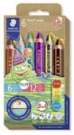 STAEDTLER Színes ceruza készlet, duo színű, hegyezõvel, STAEDTLER "Noris® junior 140", 6 különbözõ szín (7 db) (TS1402C6)