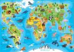 Educa - Puzzle Harta lumii cu animale - 150 piese Puzzle