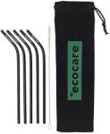 Ecocare Környezetbarát fém szívószál hajlított fekete mintával 5 db