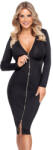 Cottelli Collection Tight Fitting Long Sleeved Knee Length Dress 2719290 Black M