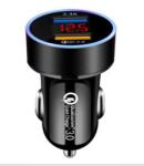  M22 Autós töltő + voltmérő (13177) 2USB - Quick Charge 3.0 - 12-24V