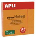 APLI Öntapadó jegyzettömb, 75x75 mm, 100 lap, 'Funny', neon narancs (LNP11900) (LNP11900)