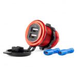 AMiO Vízálló Gyorstöltő Alumínium Házban 2 USB 12/24V 3.1A (0502860) (0502860) - aqua