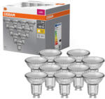OSRAM GU10 LED 4, 3W, 350 lm, 2700 K, melegfehér, áttetsző üveg-50 W izzó helyett, 10 darabos - Base Spot PAR16 (4058075036680)