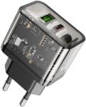 hoco. fali töltő USB A + Type C PD QC3.0 3A 20W N34 átlátszó
