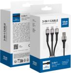Blue Star fonott kábel 2, 4A 3 az 1-ben USB A Lightning / Micro USB / Type C TFK-DC-010 1, 2 m fekete