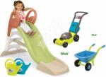 Smoby Set tobogan cu joc de apă și mașină de tuns iarba KS Slide Life Smoby lungimea suprafeței de alunecare 150 cm și roabă cu stropitoare (SM820510-7)