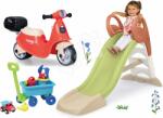 Smoby Set tobogan cu joc de apă și babytaxiu cu valiză KS Slide Life Smoby lungimea suprafeței de alunecare 150 cm și cărucior cu set de găleată (SM820510-1)