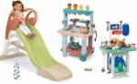 Smoby Set tobogan cu joc de apă și stand cu înghețată KS Slide Life Smoby lungimea suprafeței de alunecare 150 cm și cărucior veterinar cu cățeluș de pluș (SM820510-25)