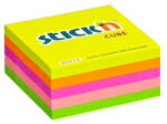 STICK N Öntapadó kockatömb, 76x76mm, 400 lap, , neon szivárvány (SN21012) (SN21012) - aqua