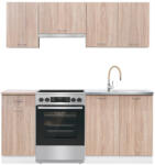 Leziter Praktik 180 Konyhabútor - 180cm, fehér korpusz, sonoma tölgy front