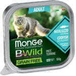 Monge BWild Adult Gabonamentes Alutálcás Macskaeledel (Tőkehal és Zöldségek) - 100 g