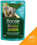 Monge BWild Adult Gabonamentes Alutasakos Macskaeledel (Tőkehal, Garnéla és Zöldségek) - 28x85 g
