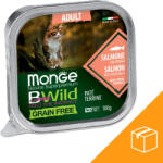 Monge BWild Adult Gabonamentes Alutálcás Macskaeledel (Lazac és Zöldségek) - 32x100 g