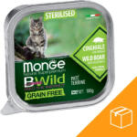 Monge BWild Sterilised Gabonamentes Alutálcás Macskaeledel (Vaddisznó és Zöldségek) - 32x100 g