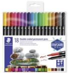 STAEDTLER Alkoholos marker készlet, 0, 5/3, 0 mm, kétvégű, STAEDTLER "3187", 18 különböző szín (TS3187TB18) - tintasziget
