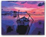  Festés számok szerint - Hajó a naplementében Méret: 40x50cm, Keretezés: Keret nélkül (csak a vászon)