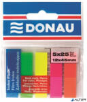 DONAU Jelölőcímke, műanyag, 5x25 lap, 12x45 mm, DONAU, neon szín (7577001PL-99) - alter