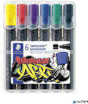 STAEDTLER Alkoholos marker készlet, 2-5 mm, vágott, STAEDTLER "Lumocolor® 350", 6 különböző szín (350 WP6-1)