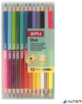 APLI Színes ceruza készlet, kétvégű, háromszögletű, APLI "Duo", 24 különböző szín (20082) - alter