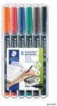 STAEDTLER Alkoholos marker készlet, OHP, 1 mm, STAEDTLER "Lumocolor® 317 M", 6 különböző szín (317 WP6) - alter