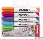 Kores Tábla- és flipchart marker készlet, 3-5 mm, vágott, KORES 'K-Marker XW2', 6 különböző szín (20803)