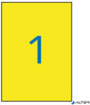 APLI Etikett, 210x297 mm, poliészter, időjárásálló, APLI, sárga, 20 etikett/csomag (12877) - alter