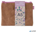 APLI Rendszerező tasak, cipzáras, bőrhatású textúra, műanyag, A5, APLI 'Kraft', vegyes színű cipzár (19157)