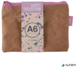 APLI Rendszerező tasak, cipzáras, bőrhatású textúra, műanyag, A6, APLI 'Kraft', vegyes színű cipzár (19155)