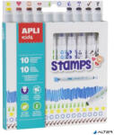 APLI Filctoll készlet, nyomda, APLI Kids "Markers Duo Stamps", 10 különböző szín és minta (16807)