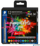 STAEDTLER Ecsetirón készlet, STAEDTLER "Pigment brush 371", 12 különböző alapszín (371 C12-1)