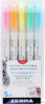 Zebra Ecsetirón készlet, kétvégű ZEBRA "Mildliner Fluorescent", 5 szín (79105)