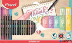 Maped Kalligrafikus készlet, 22 darabos, MAPED "Lettering Set", 6 szövegkiemelő + 16 tűfilc különböző színekben (983719)