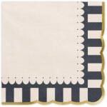  Fekete-fehér fodros szalvéta 12 db - partyzunk