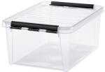 SMARTSTORE Műanyag tárolódoboz, 14 liter, fekete fogantyúkkal, SMARTSTORE "Classic 15", átlátszó (CSDSMART35) - webpapir