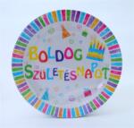  Tányér, papír, 18 cm, Boldog születésnapot (PT44317)