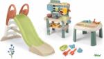 Smoby Set tobogan cu joc de apă și bucătărie pentru grădinari KS Slide Life Smoby lungimea suprafeței de aluncare 150 cm și masă pentru apă și nisip cu capac (SM820510-16)