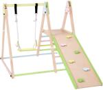  GINGER HOME 4 az 1-ben Gyermek Fa Játék Szett - Hinta, Csúszda, Mászóka és Mászó Rámpa, 120x112x114 cm