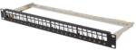 Lanberg Üres patch panel 24 port 1U 19" FTP, árnyékolt, tehermentesítővel, fekete PPKS-0924-B (PPKS-0924-B)