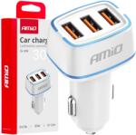 AMiO Autós töltő 3x USB-A 30W 12/24V 5V/3A (0503889) (0503889) (0503889)