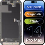 MP Piese si componente Display cu Touchscreen MP compatibil cu Apple iPhone 14 Pro Max, cu Rama, Versiune Soft OLED FHD 120Hz Diagnostic, Negru (dis/mp/ai14pmd/cu/ve/ne) - pcone
