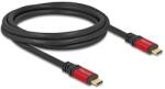 Delock USB 2.0 kábel USB Type-C apa - apa PD 3.0 100 W E-Marker 2 m piros fém (80041) - dellaprint