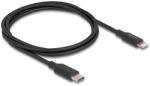Delock Vékony, adat és töltő kábel USB Type-C - Lightning iPhone , iPad , iPod eszközökhöz, fekete 1 m Mfi (85410)