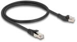 Delock RJ45 hálózati kábel Cat. 8.1 S/FTP 45 -ben balra hajlított apa egyenes apa, akár 40 Gbps, 0, 5 m, fekete (80749)