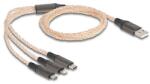 Delock USB RGB töltő kábel 3 az 1-ben A-típus - Lightning / Micro USB / USB Type-C 1, 20 m (88158) - dellaprint
