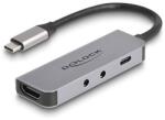 Delock USB Type-C adapter - HDMI 4K 60 Hz és fejhallgató, valamint mikrofonhoz port + USB Type-C csatlakozó PD 95 W (61064)