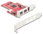 Delock PCI Express x1 Kártya - 2 x külső FireWire B + 1 x külső FireWire A - alacsony profilú formatényező (90738)