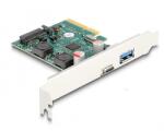Delock PCI Express x4 Kártya - 1 x külső USB 10 Gbps Type-C anya + 1 x külső A-típusú USB 10 Gbps anya - alacsony profil (90107)